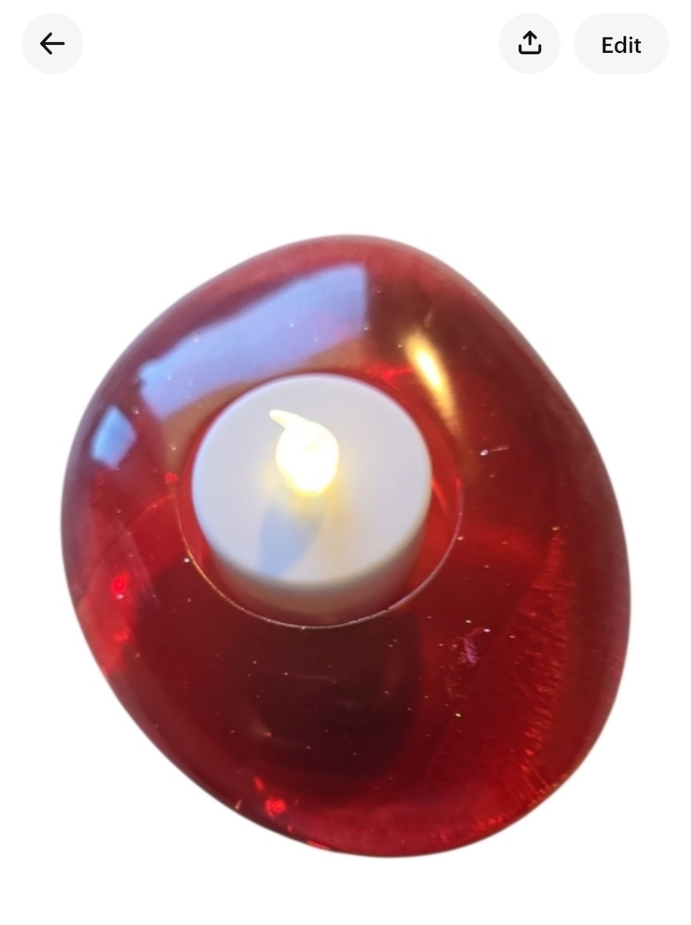 Handmade Resin Candle Holder • Red Tealight Holder • Unique Home Decor - Picture 2 of 3